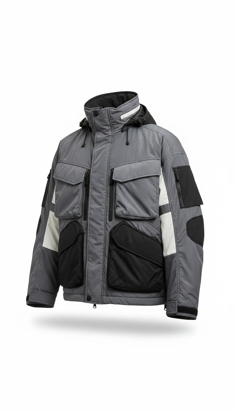 Fog structured jacket with snap closure