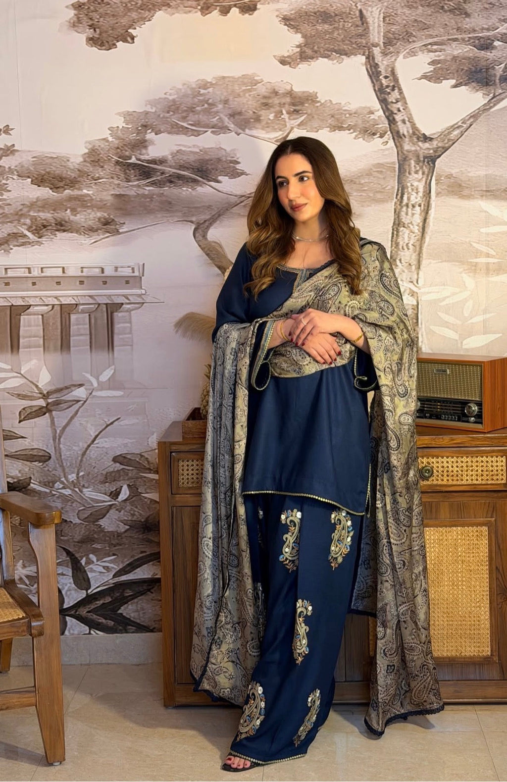 Noor-e-Navy Paisley Co-ord Set