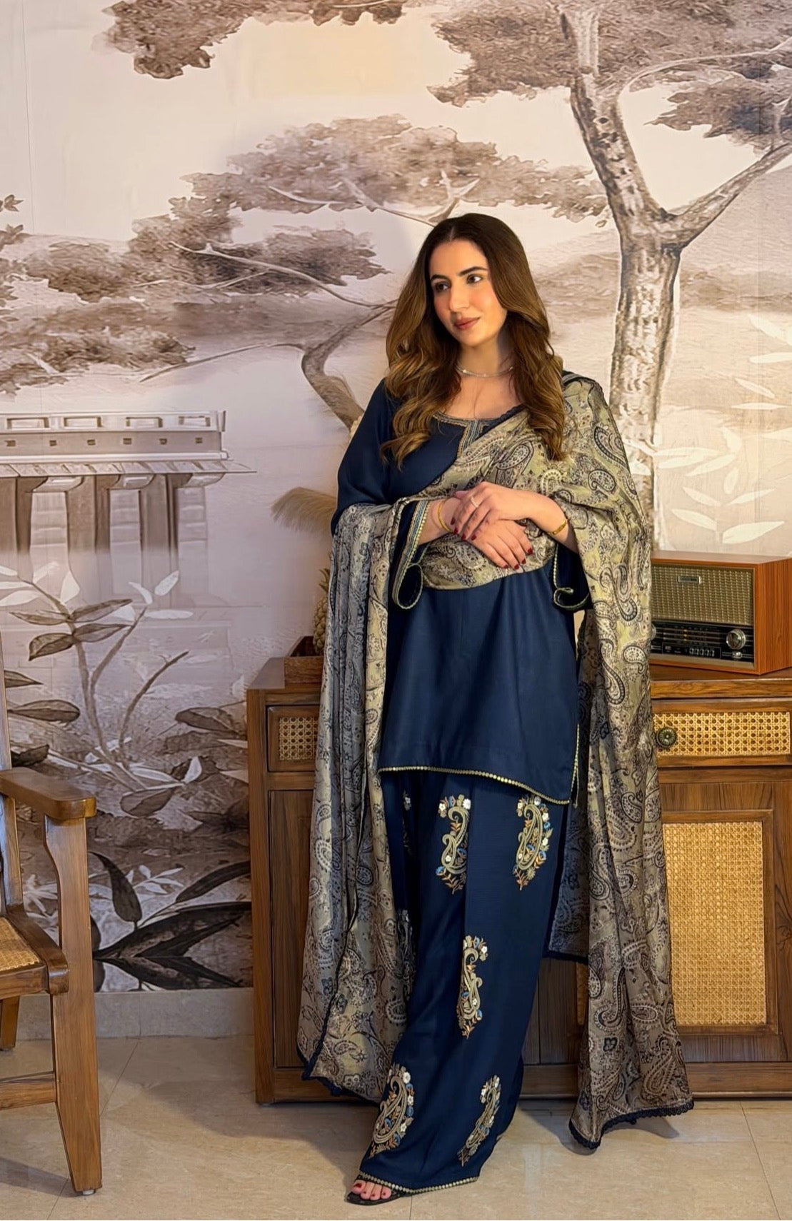 Noor-e-Navy Paisley Co-ord Set