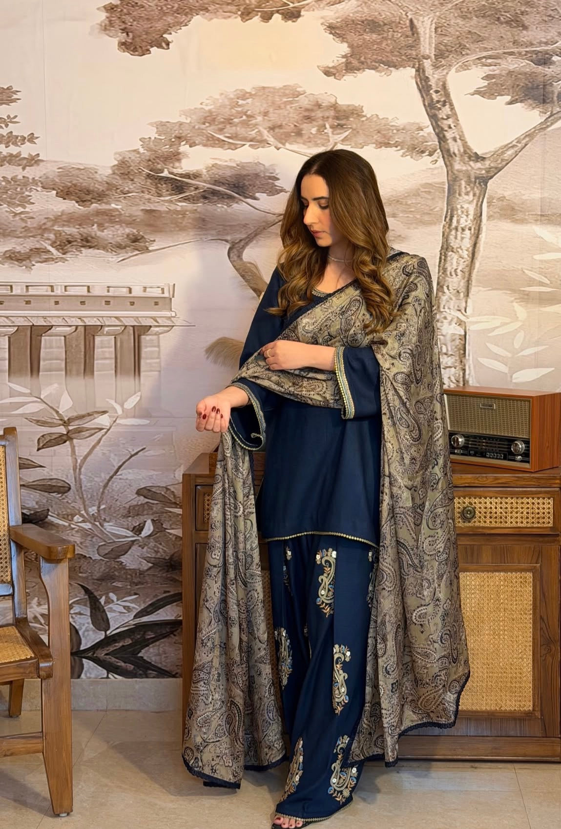 Noor-e-Navy Paisley Co-ord Set