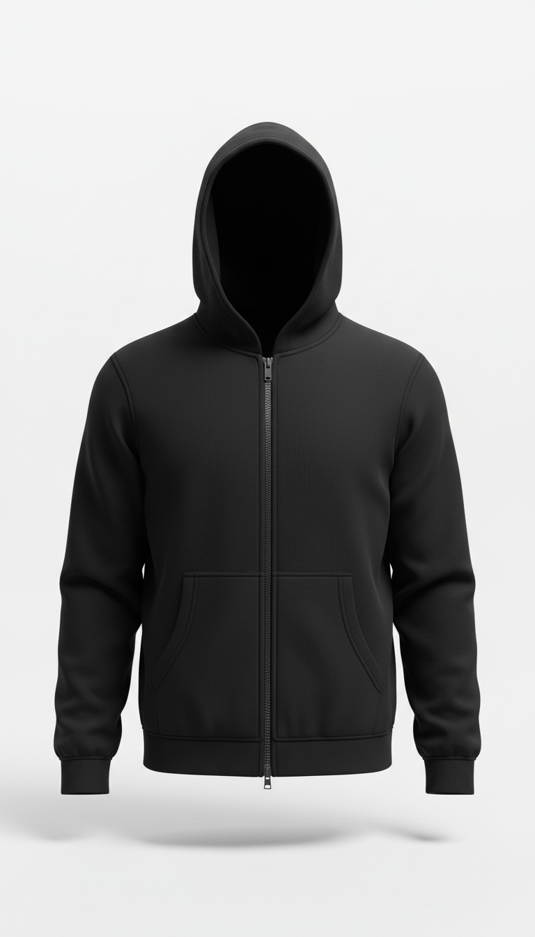 Obsidian zip hoodie with matte finish