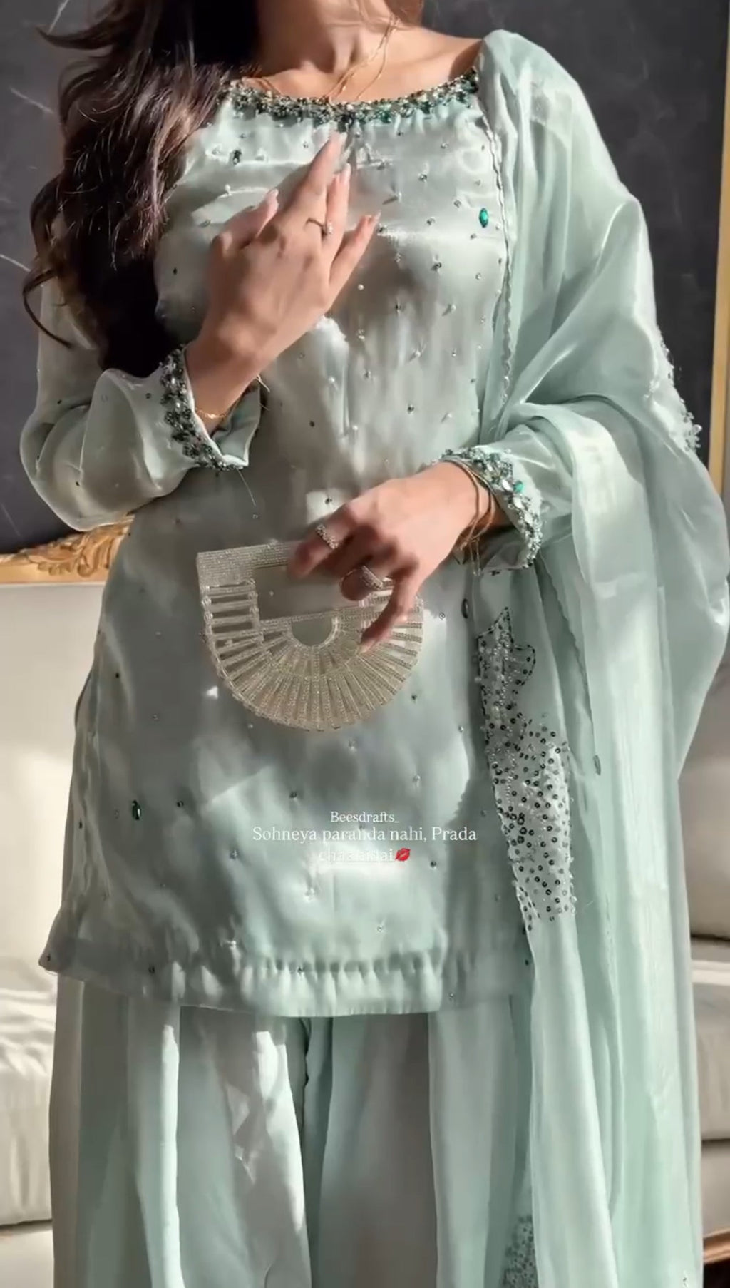 Pastel green Farsi suit
