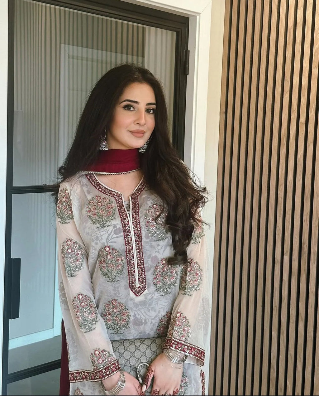 Organza white suit with Duppta