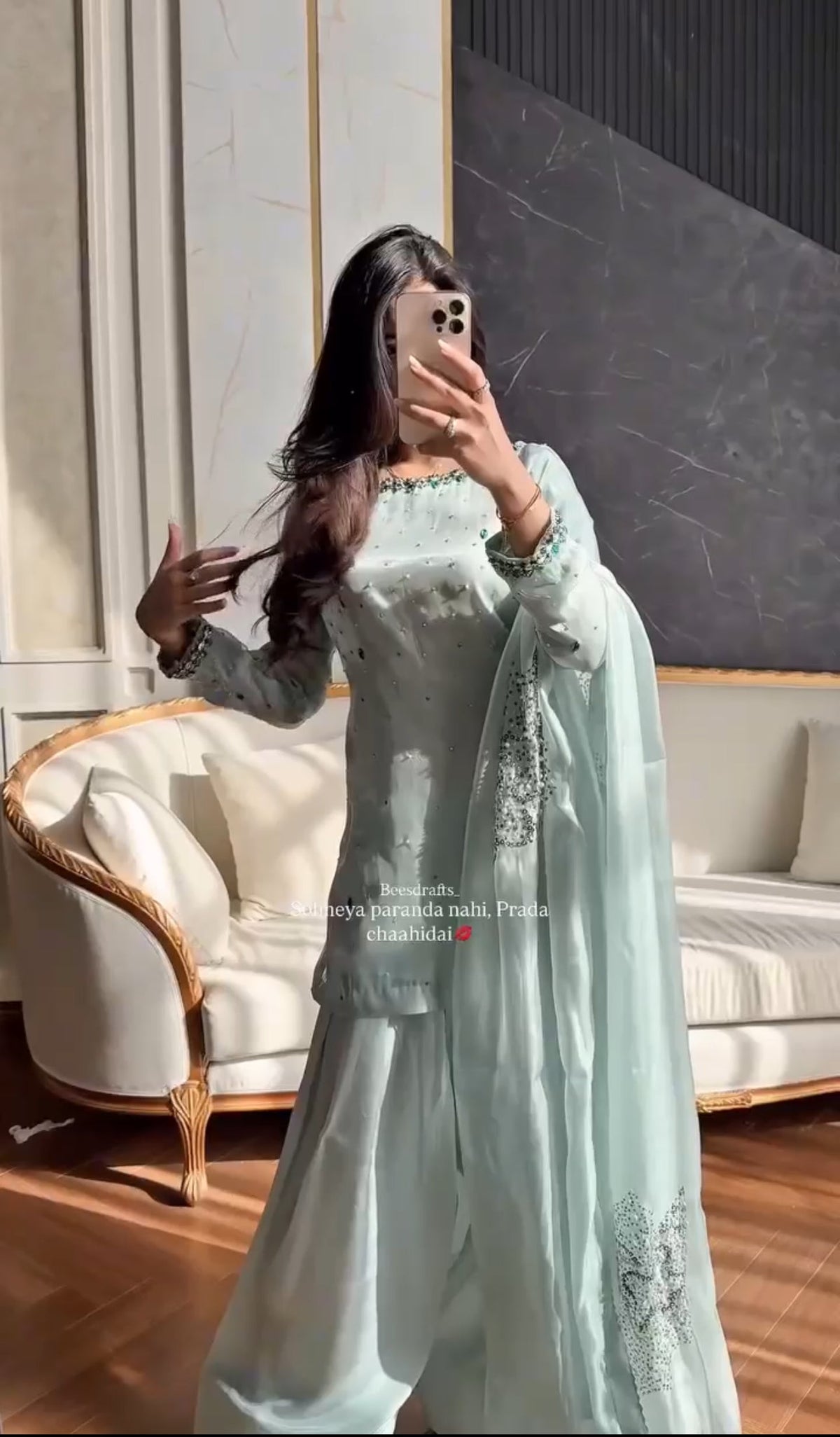 Pastel green Farsi suit