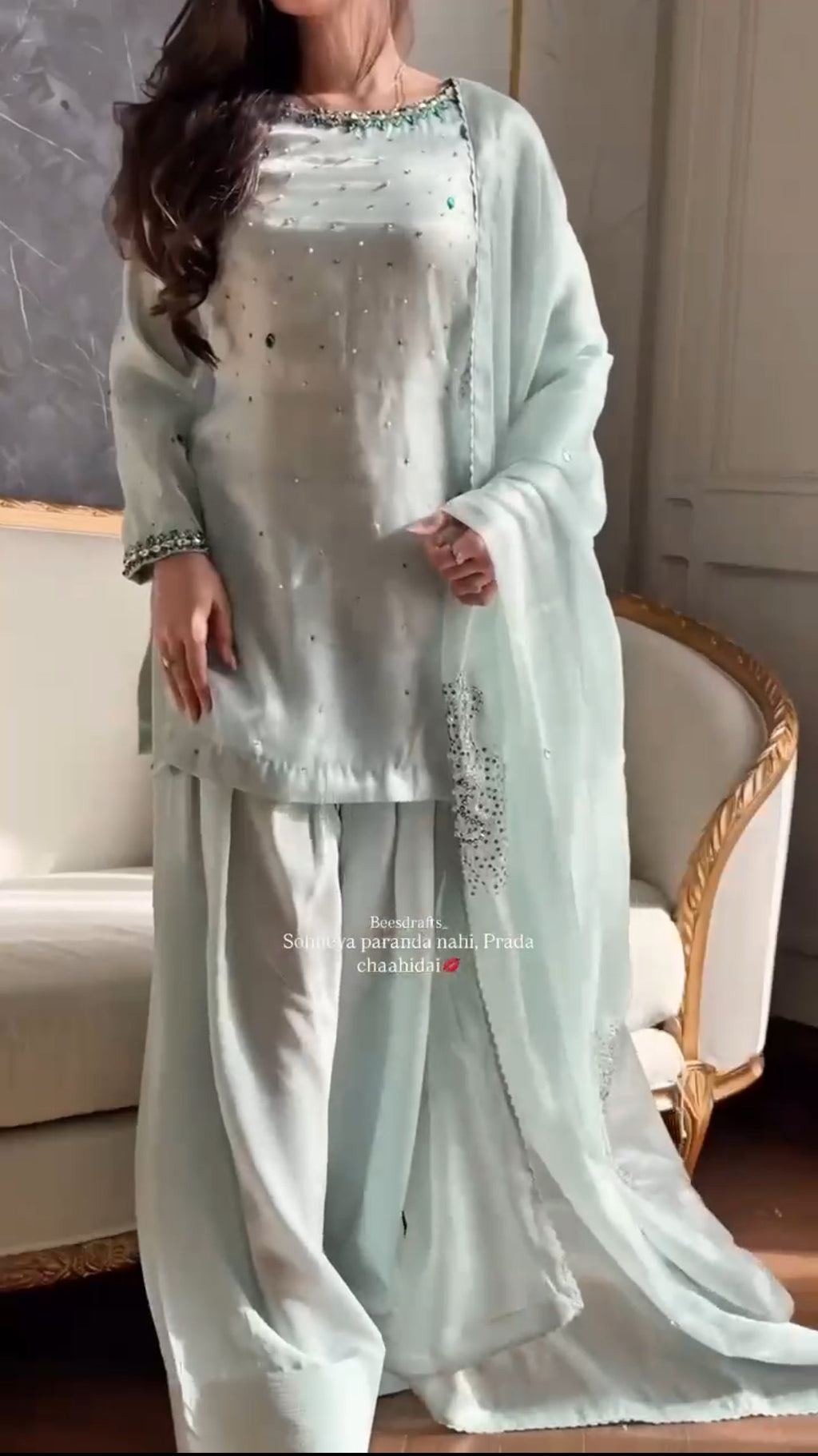 Pastel green Farsi suit