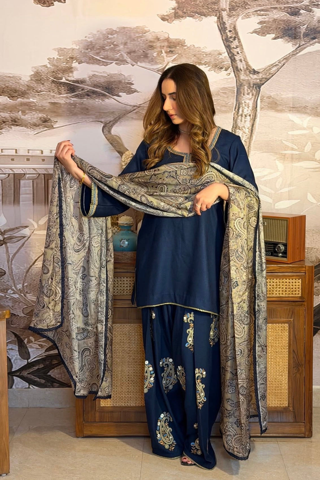 Noor-e-Navy Paisley Co-ord Set