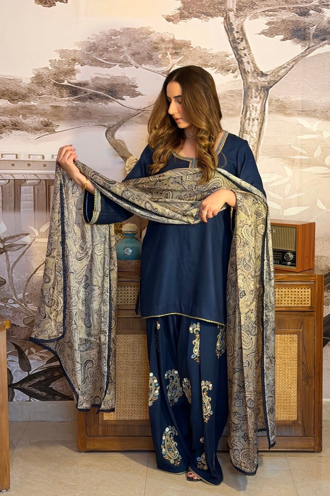 Noor-e-Navy Paisley Co-ord Set