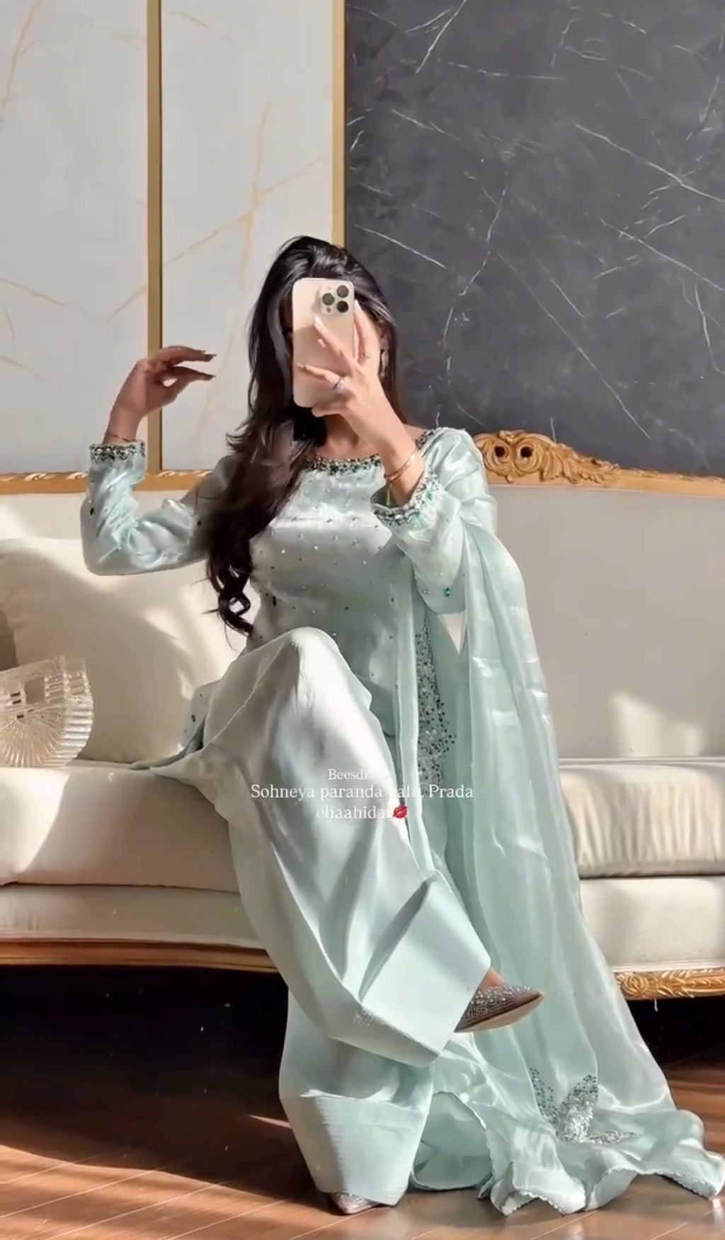 Pastel green Farsi suit