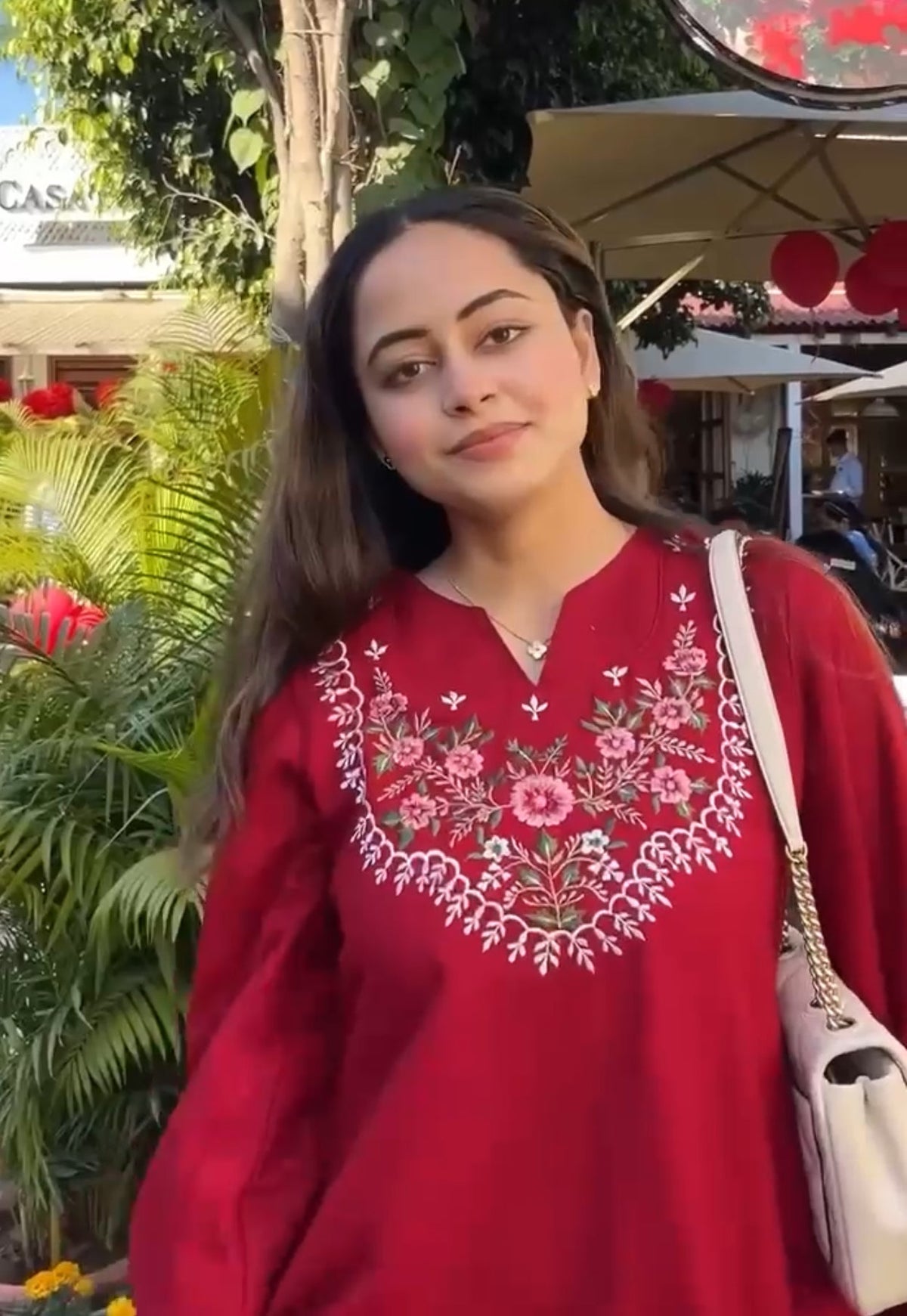 Red  Embroidered Co-ord set