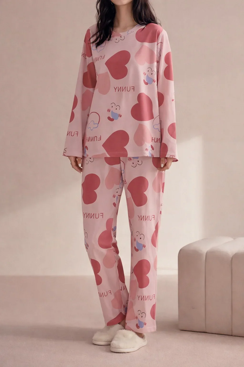 Pink All Over Big Hearts Night Suit For her The Ultimate Dream Wear Sleep Suit